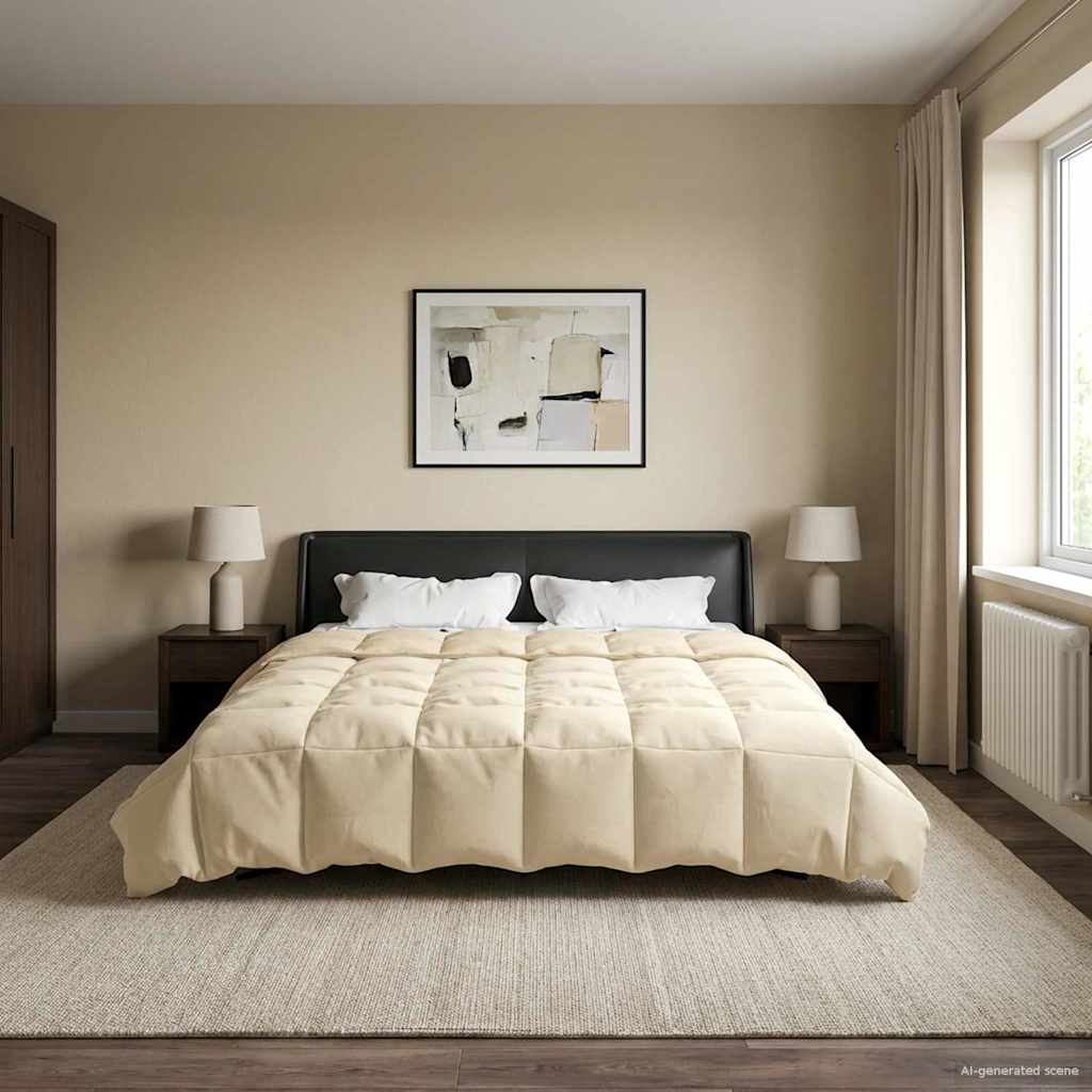 vidaXL Letni Kołdra Kwiłtowany Kremowy 200 x 200 cm Mikrofibra