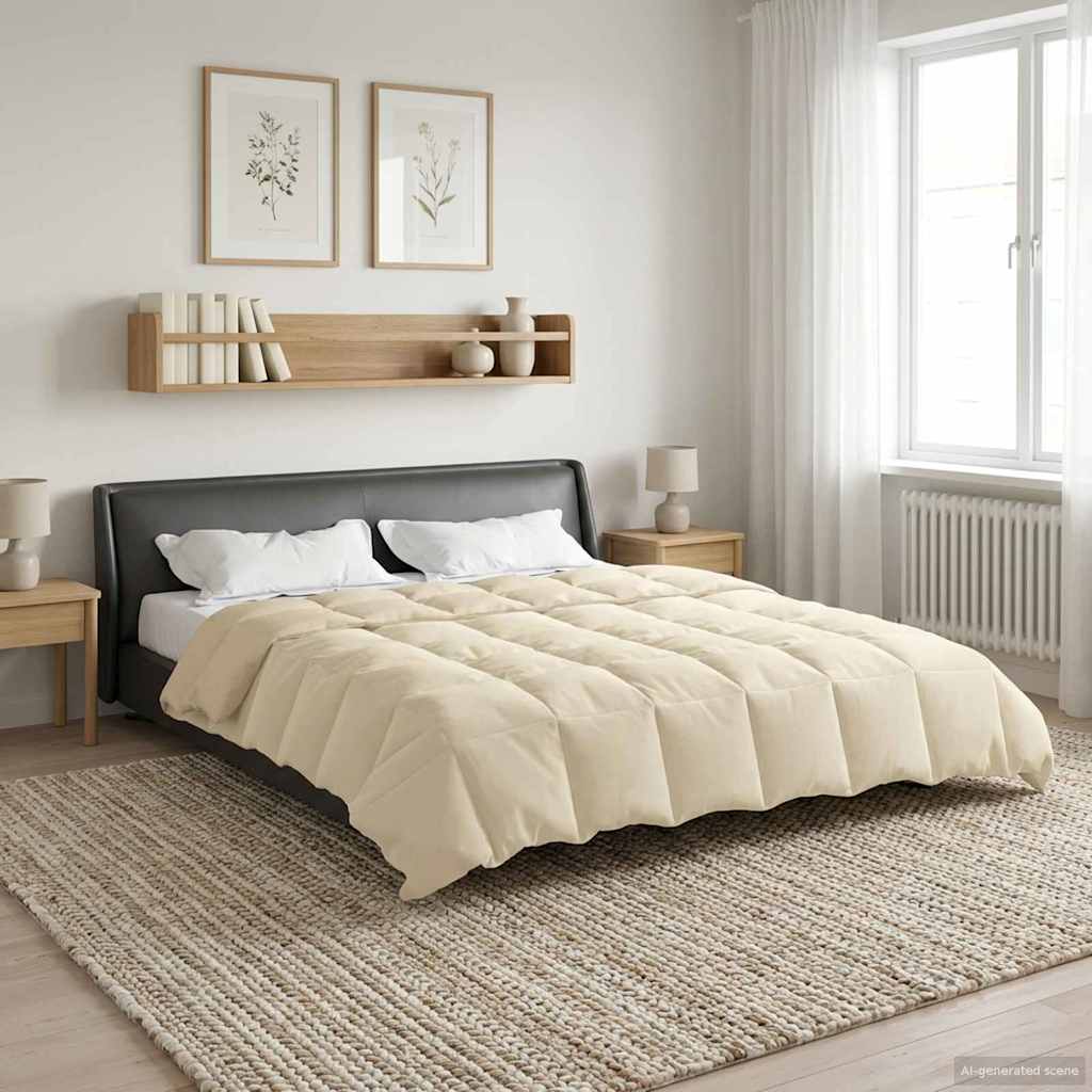 vidaXL Letni Kołdra Kwiłtowany Kremowy 200 x 240 cm Mikrofibra
