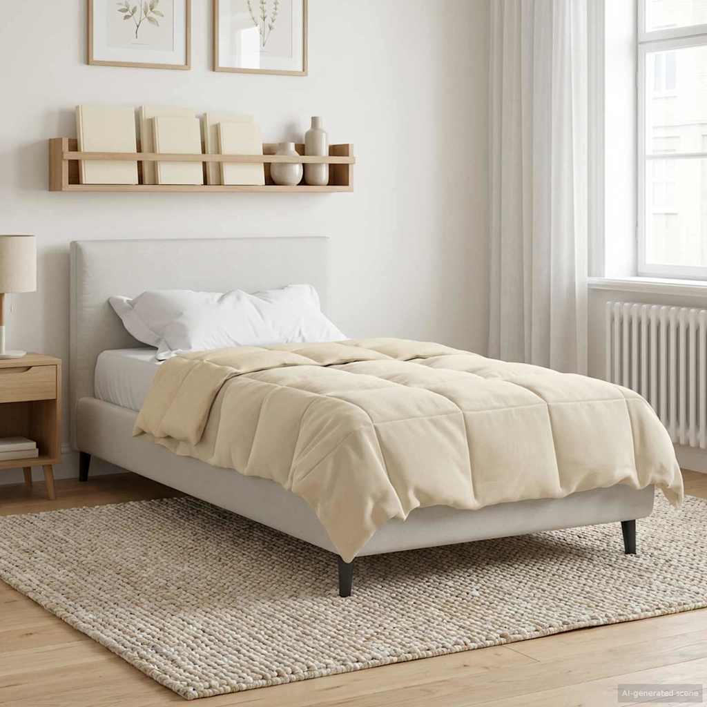 vidaXL Letni Kołdra Kwiłtowany Kremowy 135 x 220 cm Mikrofibra