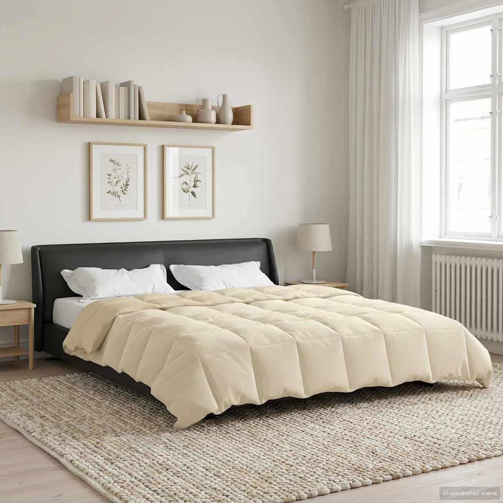 vidaXL Letni Kołdra Kwiłtowany Kremowy 200 x 220 cm Mikrofibra
