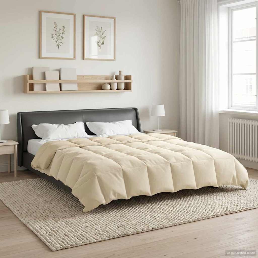 vidaXL Letni Kołdra Kwiłtowany Kremowy 220 x 240 cm Mikrofibra