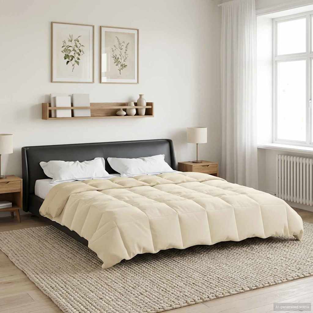 vidaXL Letni Kołdra Kwiłtowany Kremowy 220 x 260 cm Mikrofibra