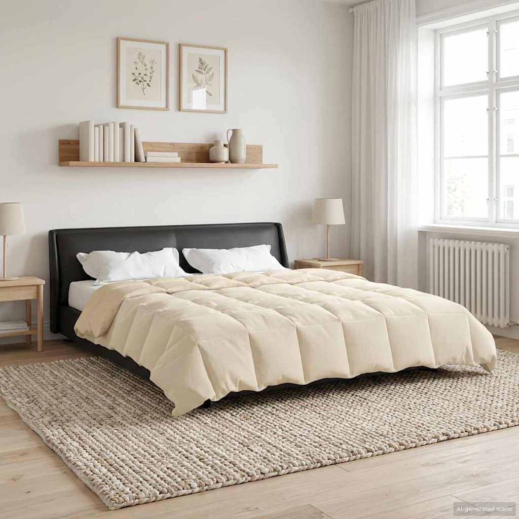 vidaXL Letni Kołdra Kwiłtowany Kremowy 240 x 260 cm Mikrofibra