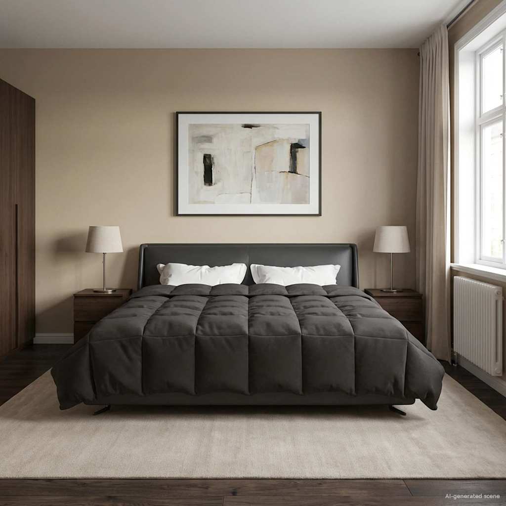 vidaXL Kołdra na cały rok Kwiłtowany Antracyt 200 x 200 cm Mikrofibra