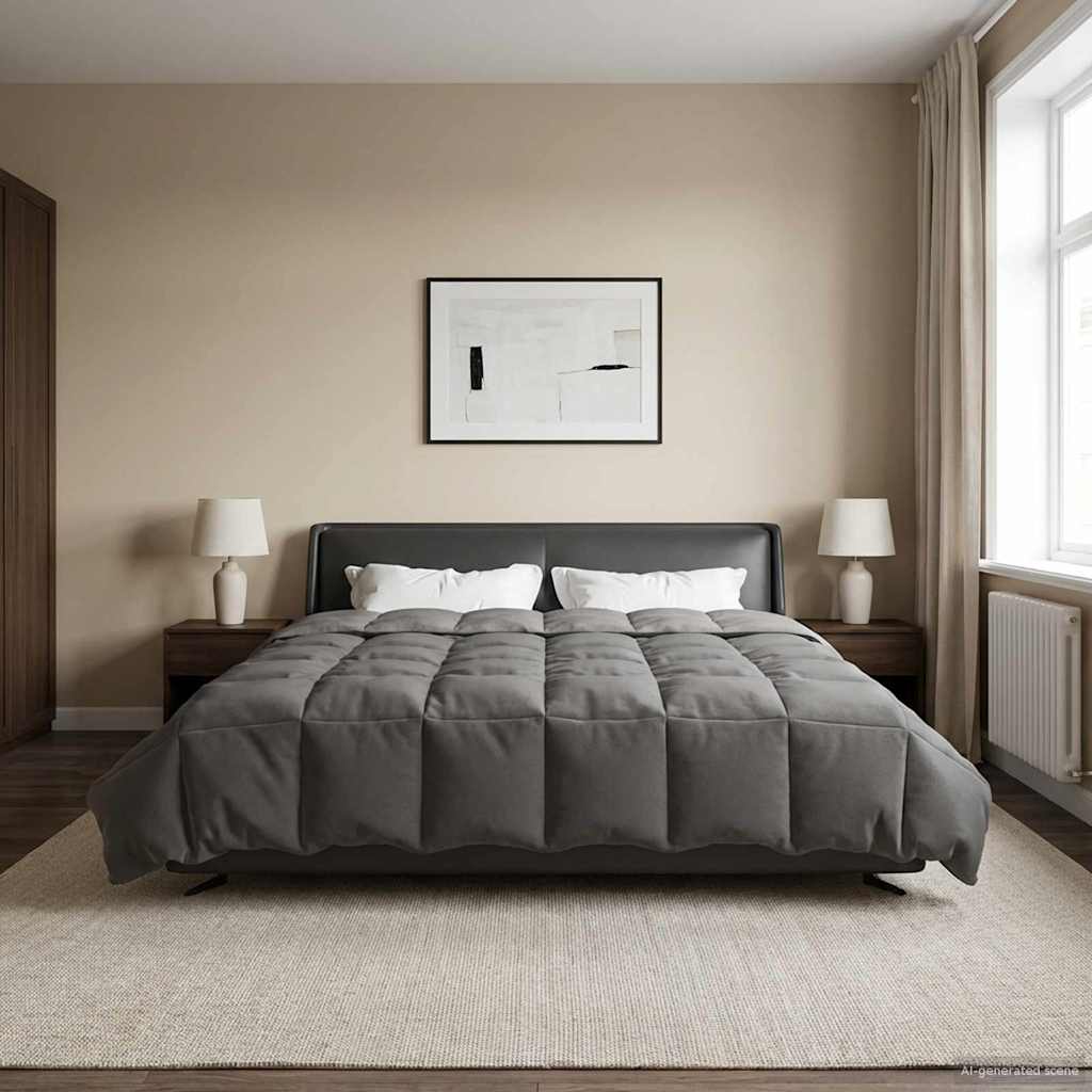 vidaXL Kołdra na cały rok Jasnoszary 240 x 260 cm Mikrofibra