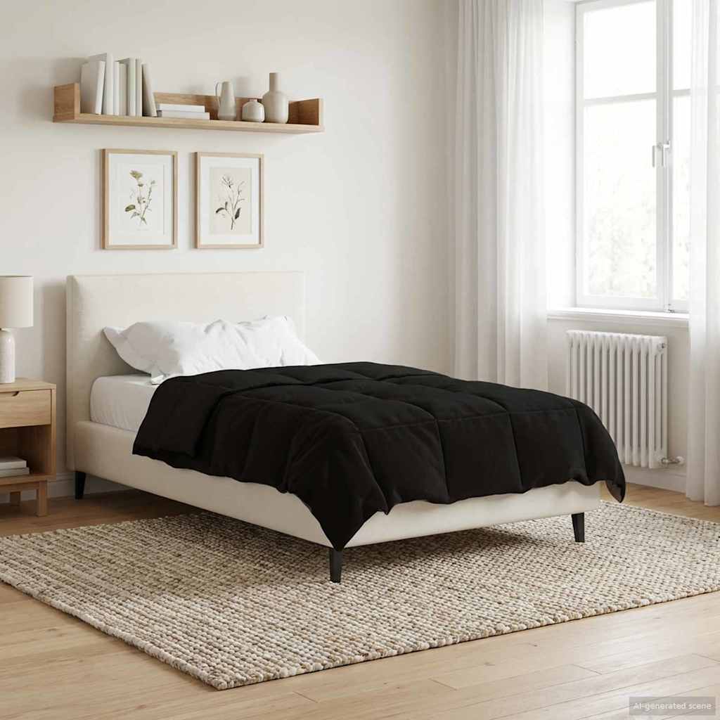 vidaXL Kołdra na cały rok Kwiłtowany Czarny 135 x 200 cm Mikrofibra