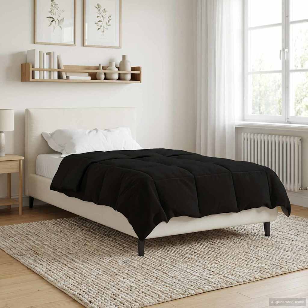 vidaXL Kołdra na cały rok Kwiłtowany Czarny 140 x 200 cm Mikrofibra
