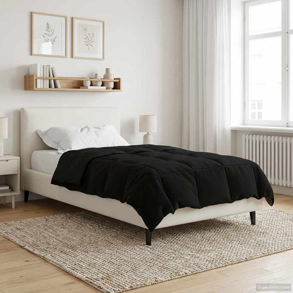 vidaXL Kołdra na cały rok Kwiłtowany Czarny 140 x 220 cm Mikrofibra