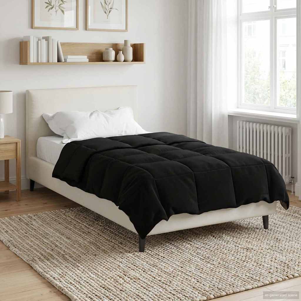 vidaXL Kołdra na cały rok Kwiłtowany Czarny 155 x 220 cm Mikrofibra