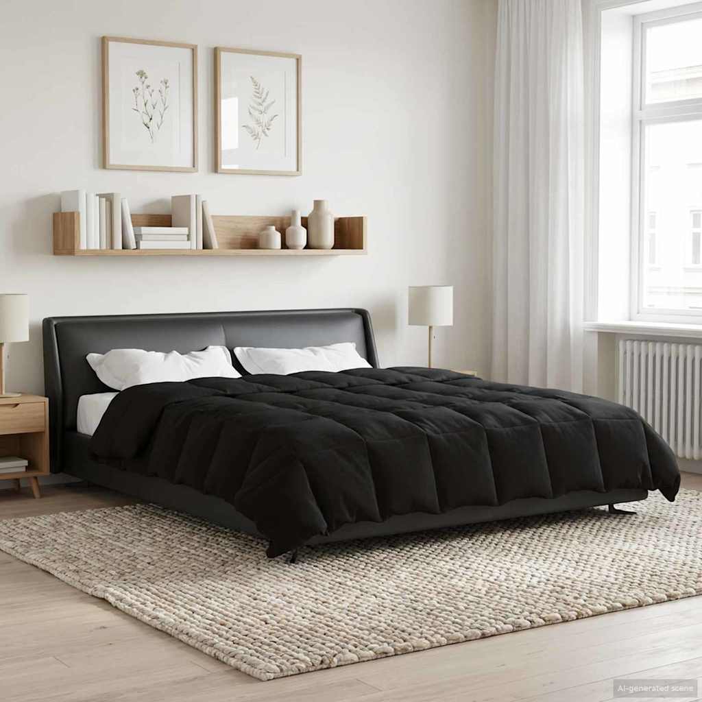 vidaXL Kołdra na cały rok Kwiłtowany Czarny 220 x 260 cm Mikrofibra