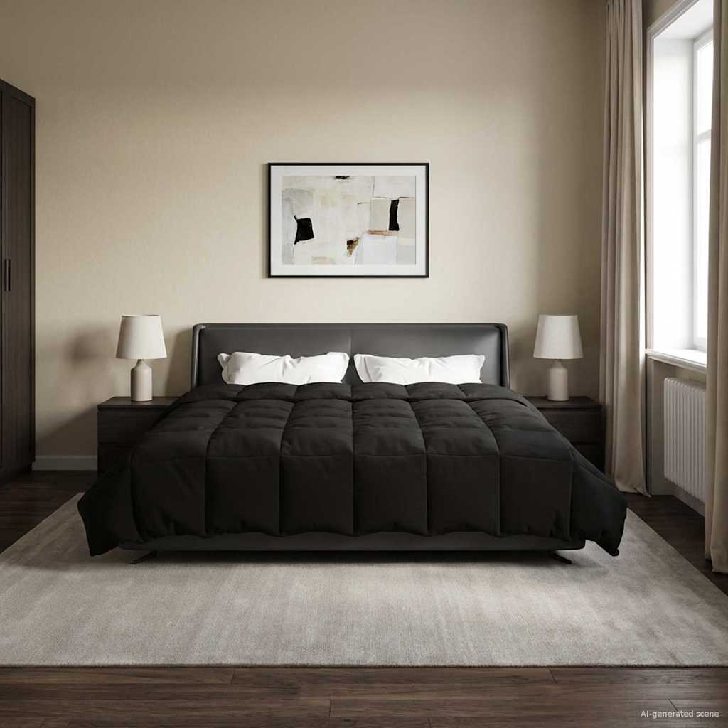 vidaXL Kołdra na cały rok Kwiłtowany Czarny 220 x 260 cm Mikrofibra