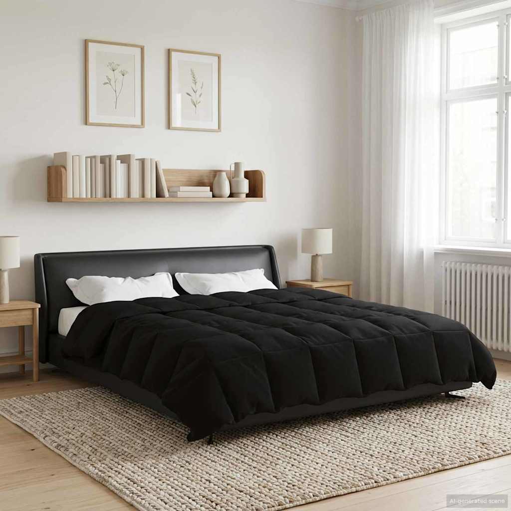 vidaXL Kołdra na cały rok Kwiłtowany Czarny 240 x 260 cm Mikrofibra