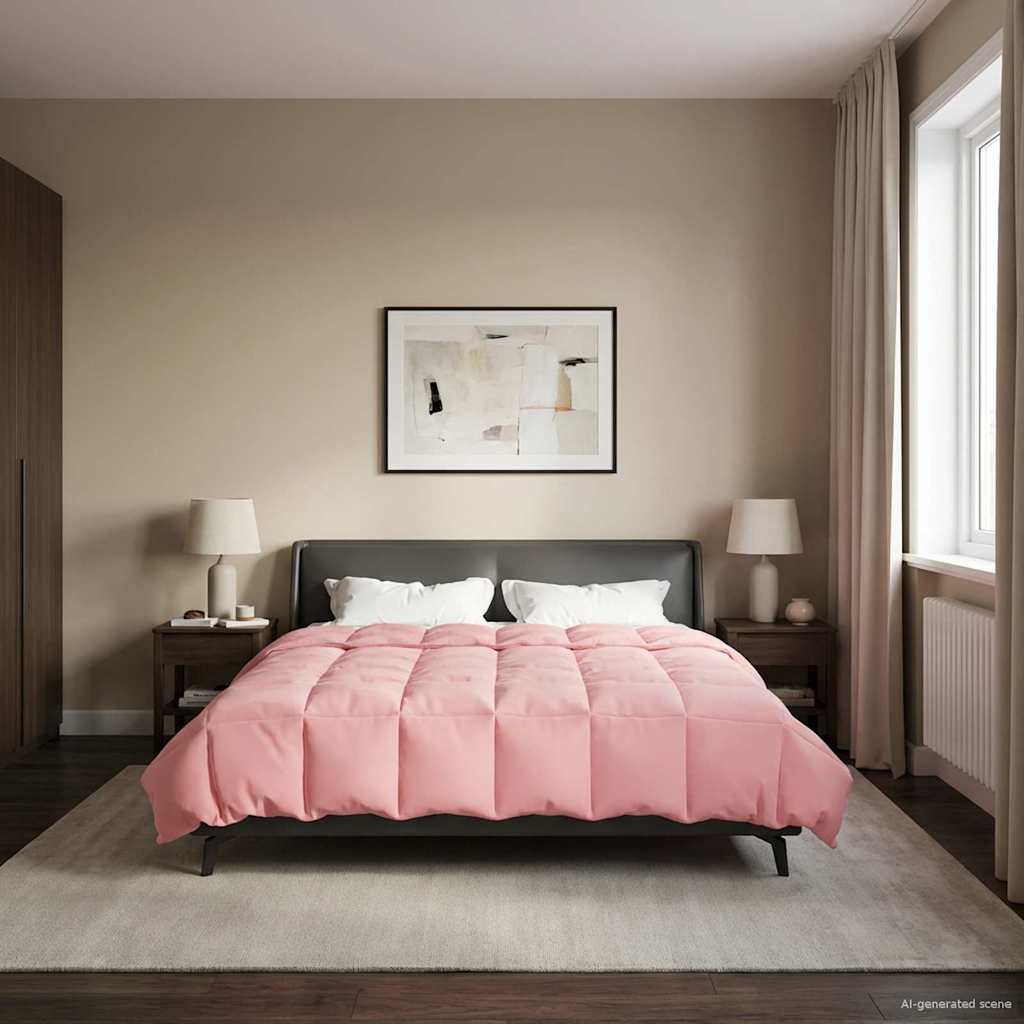 vidaXL Kołdra na cały rok Kwiłtowany Różowy 200 x 240 cm Mikrofibra