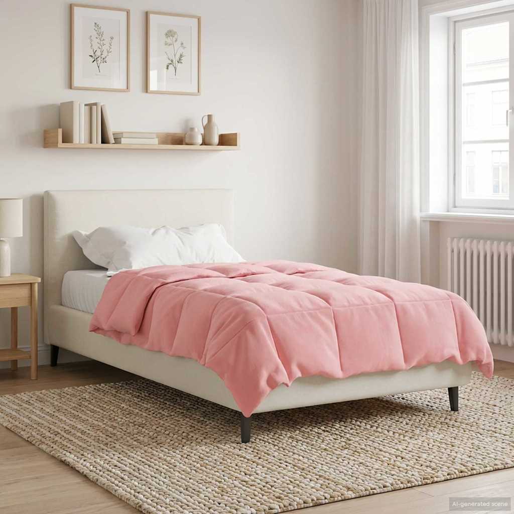 vidaXL Kołdra na cały rok Kwiłtowany Różowy 135 x 220 cm Mikrofibra