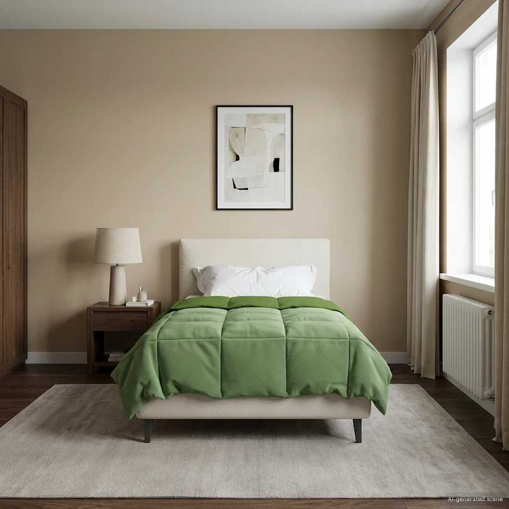 vidaXL Kołdra na cały rok Kwiłtowany Zielony 135 x 200 cm Mikrofibra