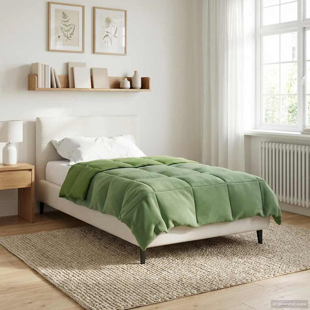 vidaXL Kołdra na cały rok Kwiłtowany Zielony 140 x 200 cm Mikrofibra