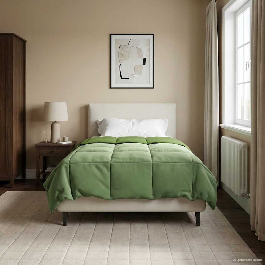 vidaXL Kołdra na cały rok Kwiłtowany Zielony 140 x 200 cm Mikrofibra