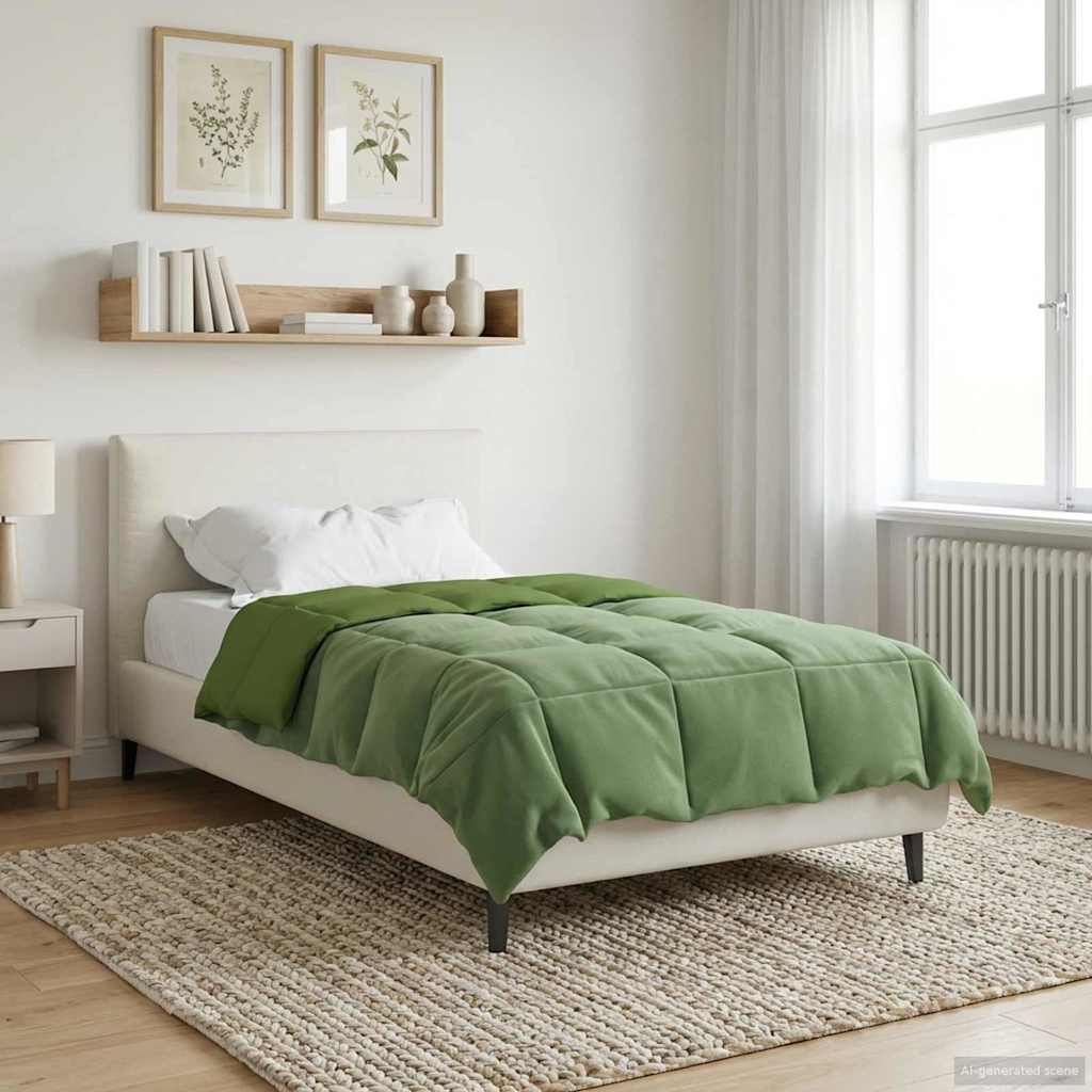 vidaXL Kołdra na cały rok Kwiłtowany Zielony 155 x 200 cm Mikrofibra