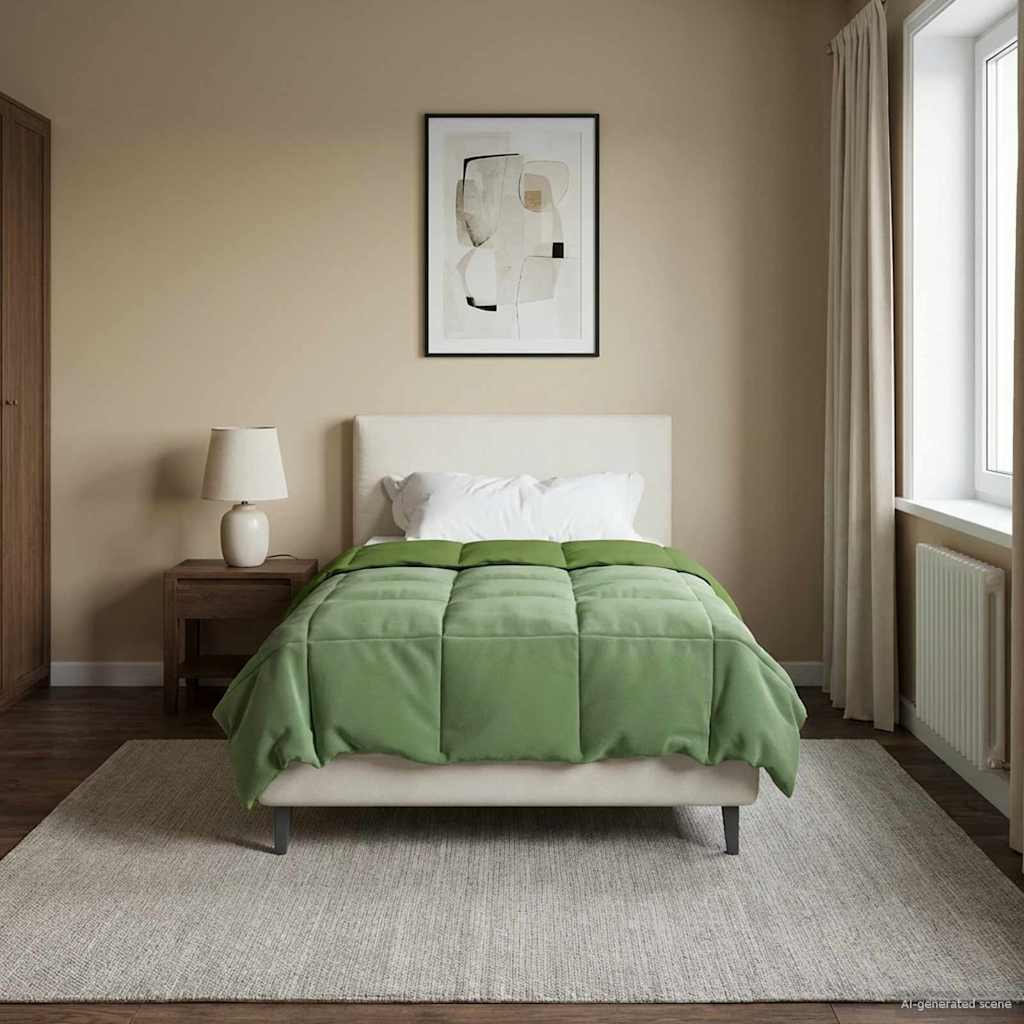 vidaXL Kołdra na cały rok Kwiłtowany Zielony 155 x 200 cm Mikrofibra