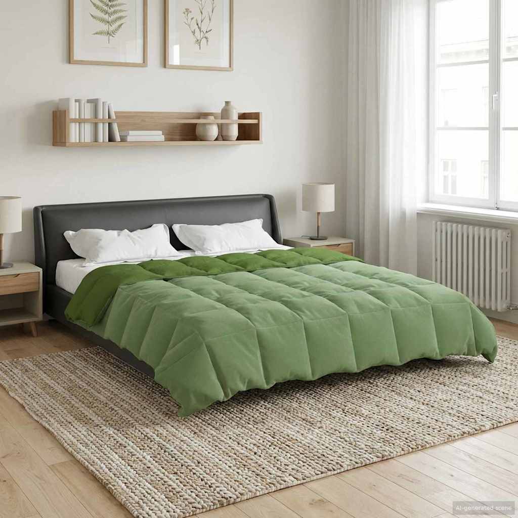 vidaXL Kołdra na cały rok Kwiłtowany Zielony 200 x 200 cm Mikrofibra