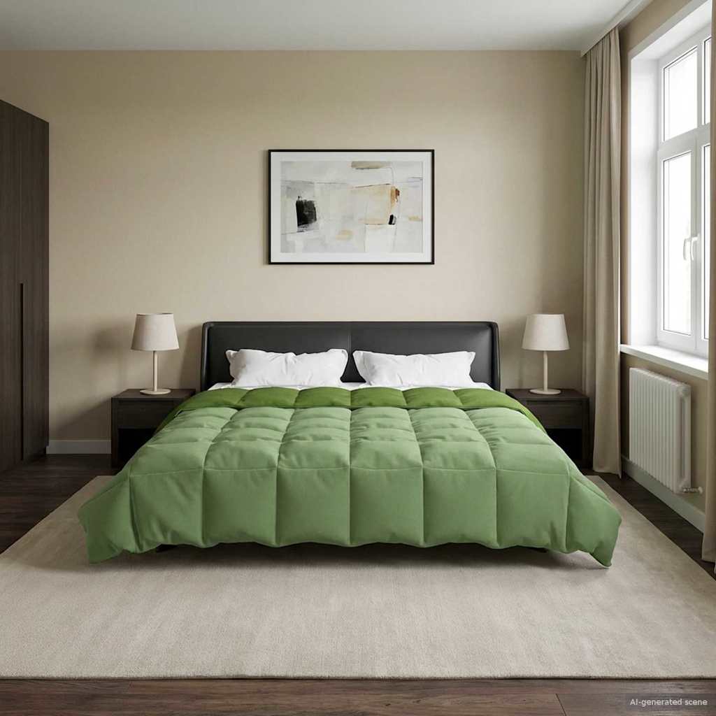 vidaXL Kołdra na cały rok Kwiłtowany Zielony 200 x 200 cm Mikrofibra