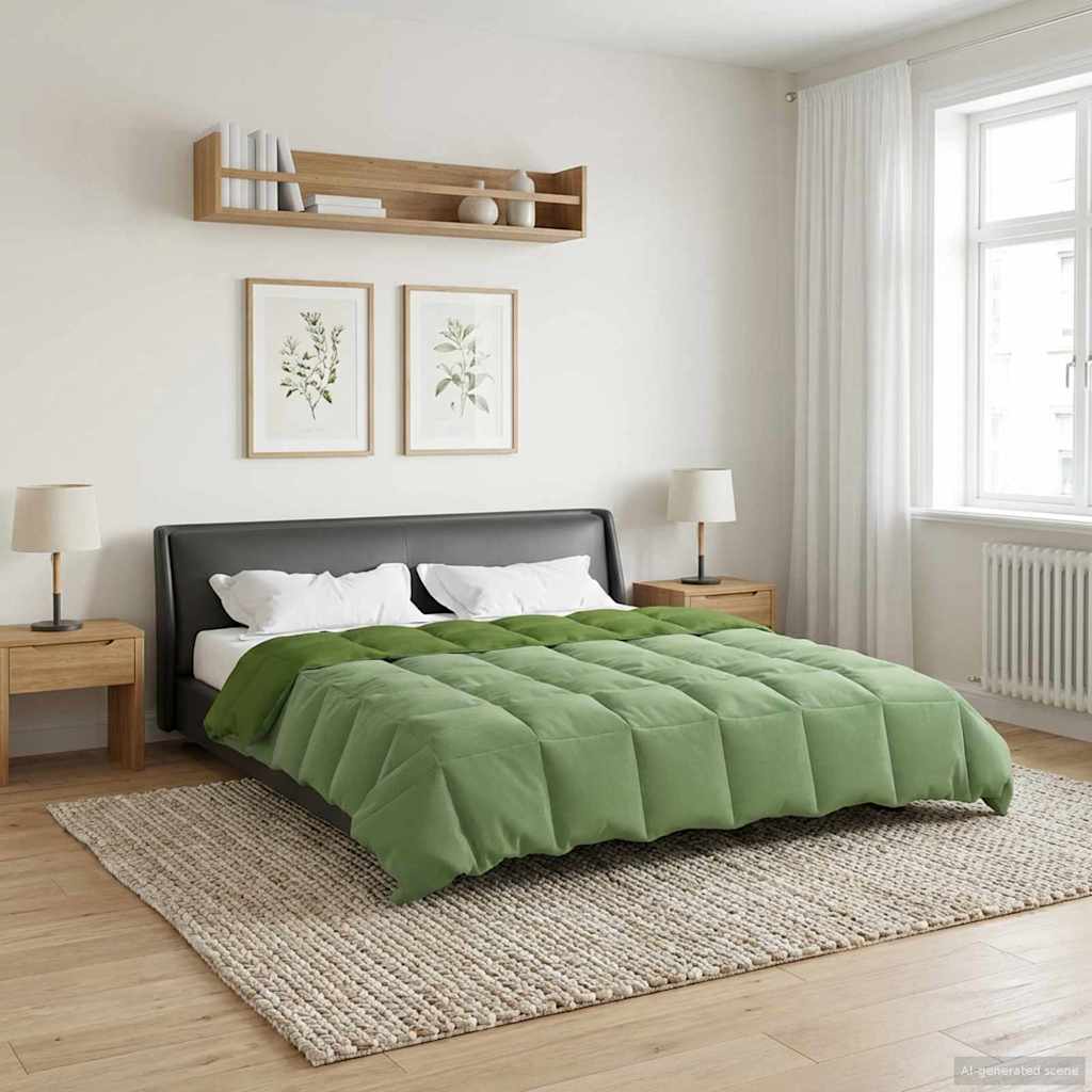 vidaXL Kołdra na cały rok Kwiłtowany Zielony 200 x 240 cm Mikrofibra