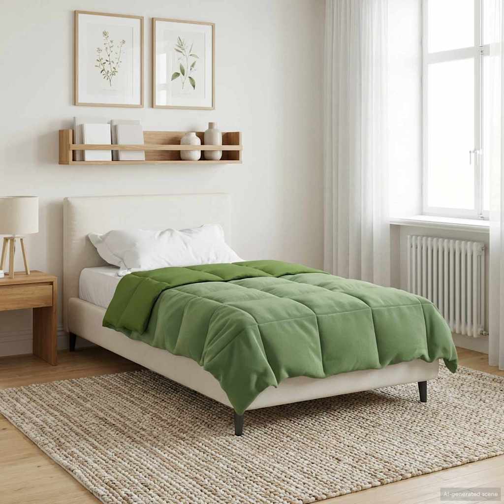 vidaXL Kołdra na cały rok Kwiłtowany Zielony 135 x 220 cm Mikrofibra