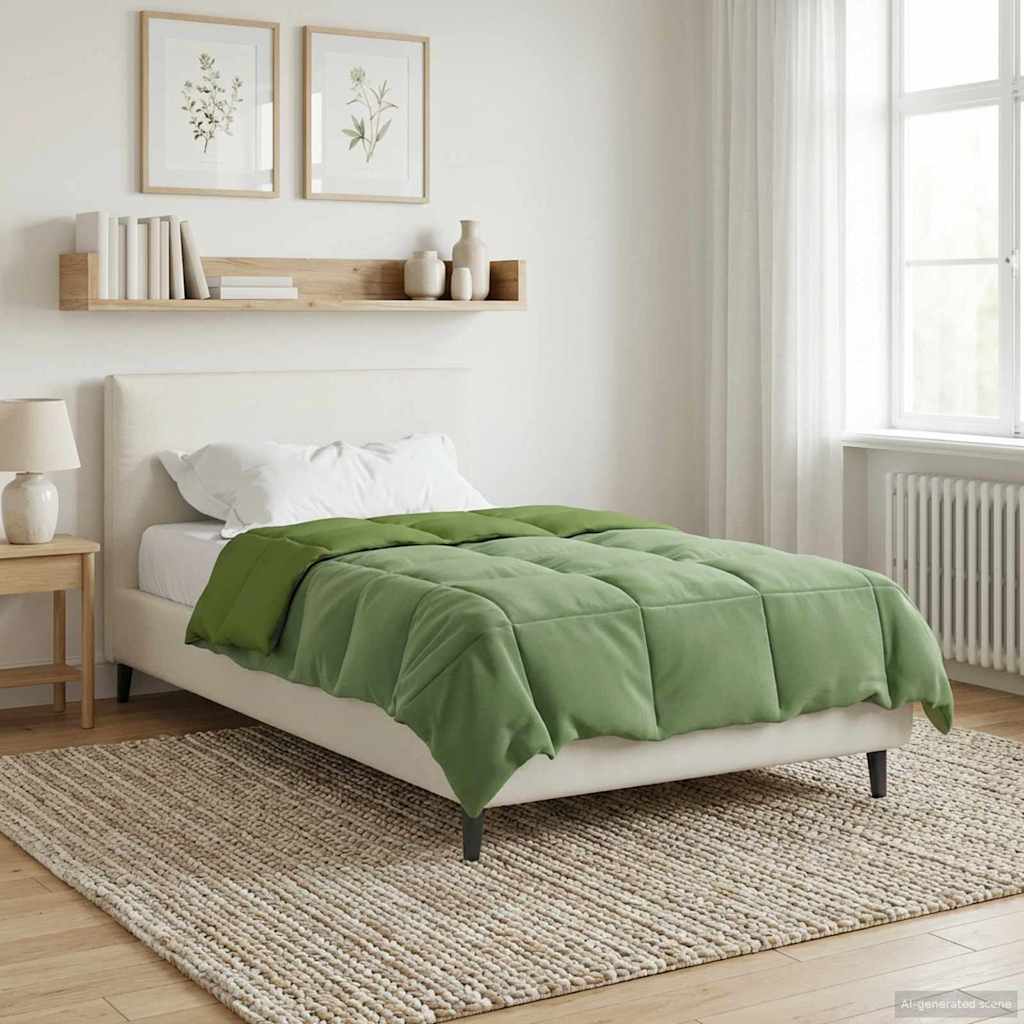 vidaXL Kołdra na cały rok Kwiłtowany Zielony 140 x 220 cm Mikrofibra