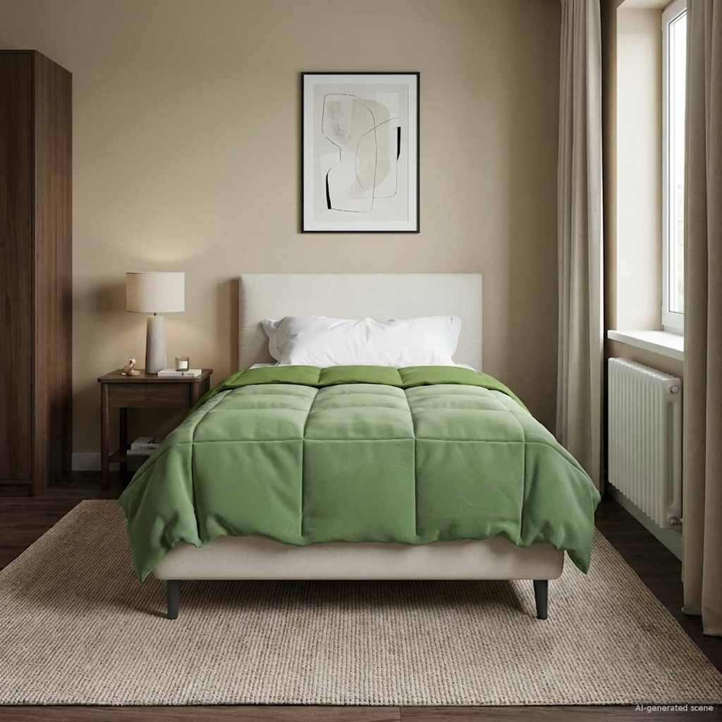 vidaXL Kołdra na cały rok Kwiłtowany Zielony 140 x 220 cm Mikrofibra