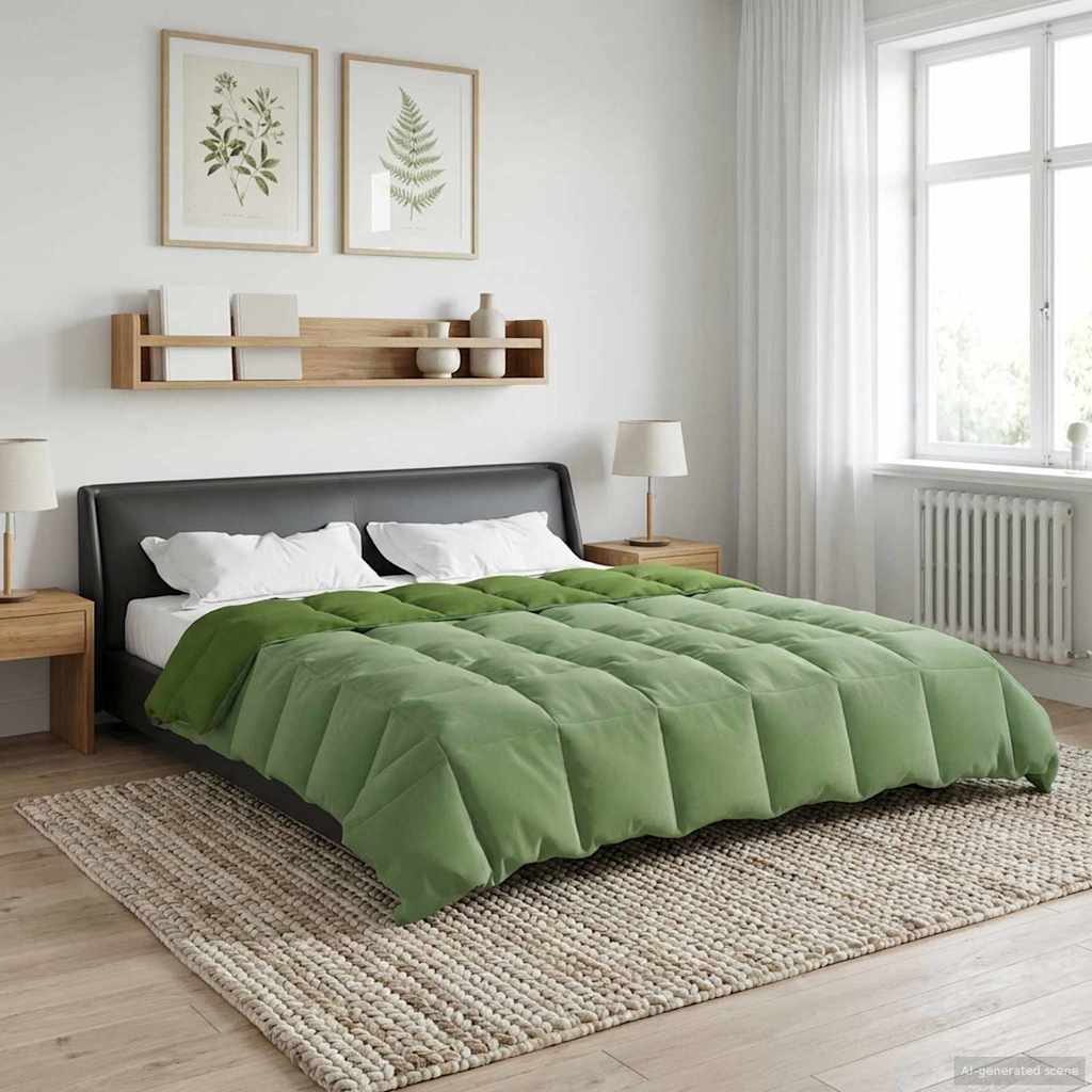 vidaXL Kołdra na cały rok Kwiłtowany Zielony 200 x 220 cm Mikrofibra