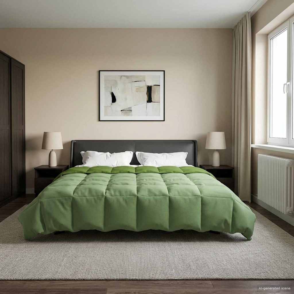 vidaXL Kołdra na cały rok Kwiłtowany Zielony 200 x 220 cm Mikrofibra