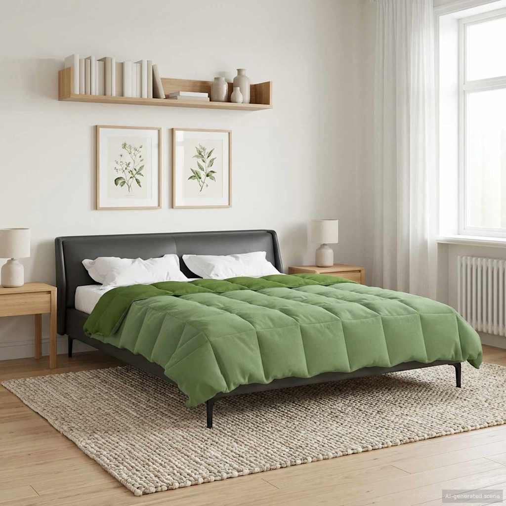 vidaXL Kołdra na cały rok Kwiłtowany Zielony 220 x 260 cm Mikrofibra