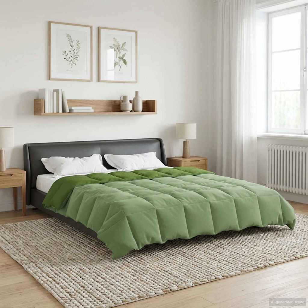 vidaXL Kołdra na cały rok Kwiłtowany Zielony 240 x 260 cm Mikrofibra