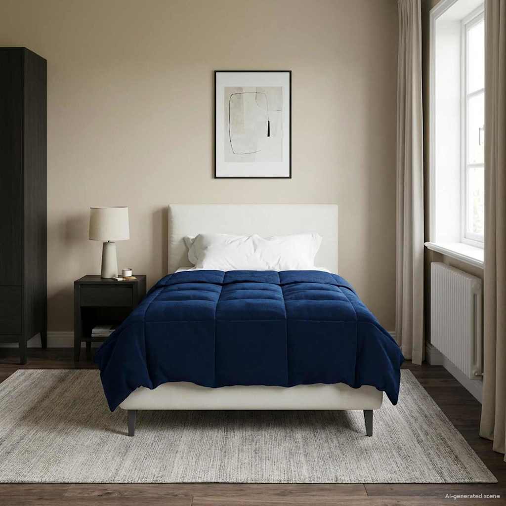 vidaXL Kołdra na cały rok Ciemnoniebieski 135 x 200 cm Mikrofibra