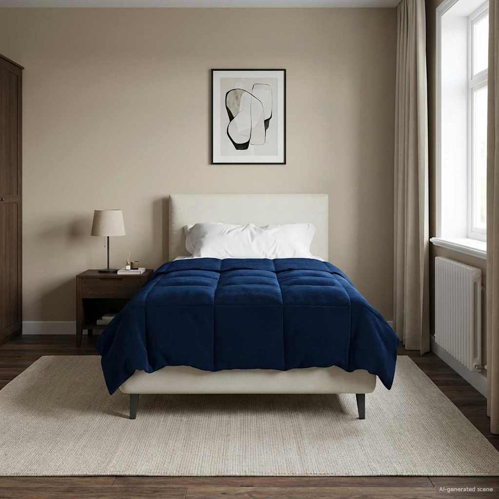 vidaXL Kołdra na cały rok Ciemnoniebieski 140 x 200 cm Mikrofibra