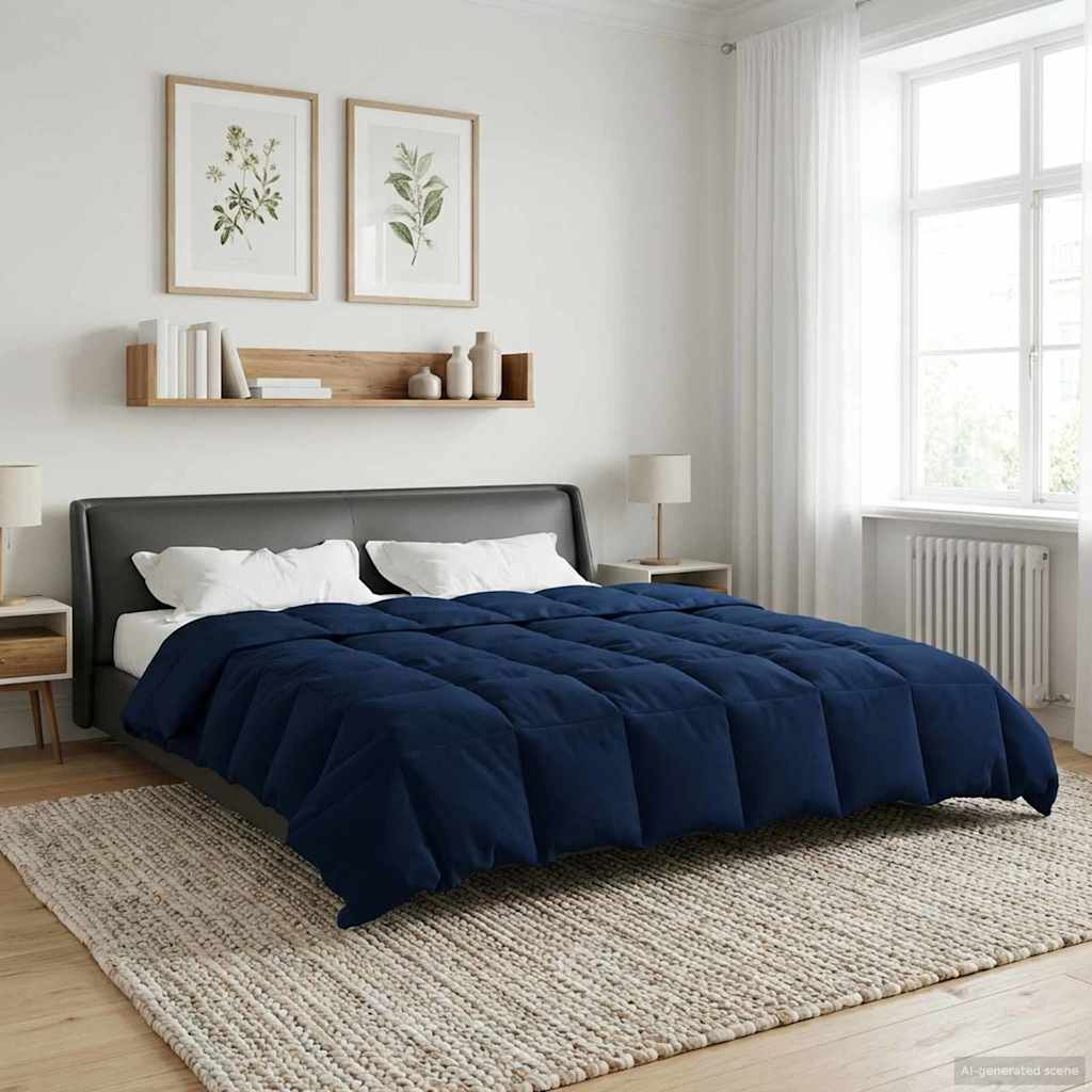 vidaXL Kołdra na cały rok Ciemnoniebieski 200 x 200 cm Mikrofibra