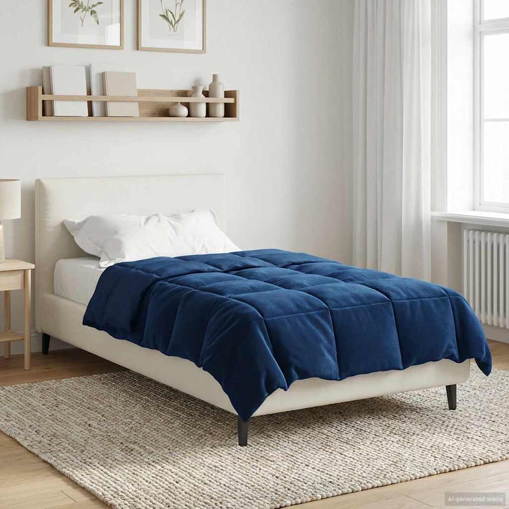vidaXL Kołdra na cały rok Ciemnoniebieski 135 x 220 cm Mikrofibra