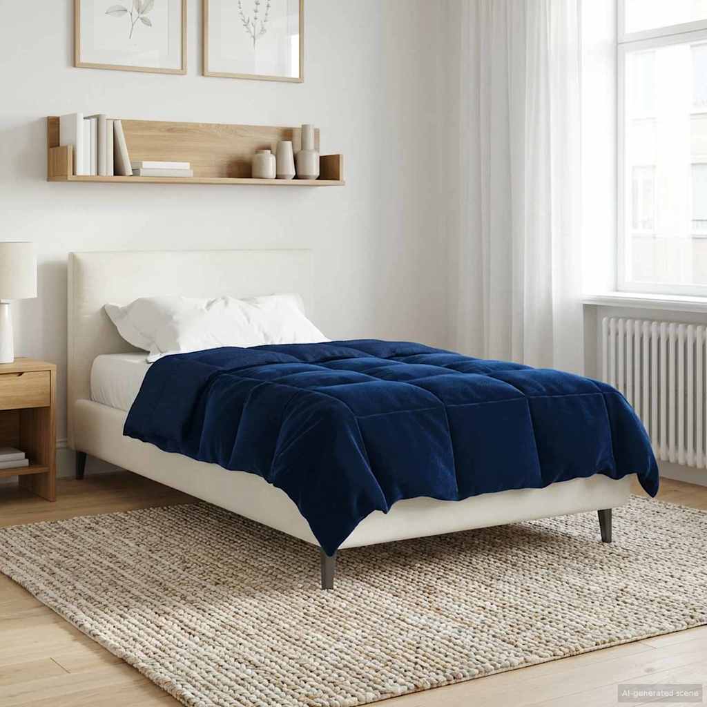 vidaXL Kołdra na cały rok Ciemnoniebieski 140 x 220 cm Mikrofibra
