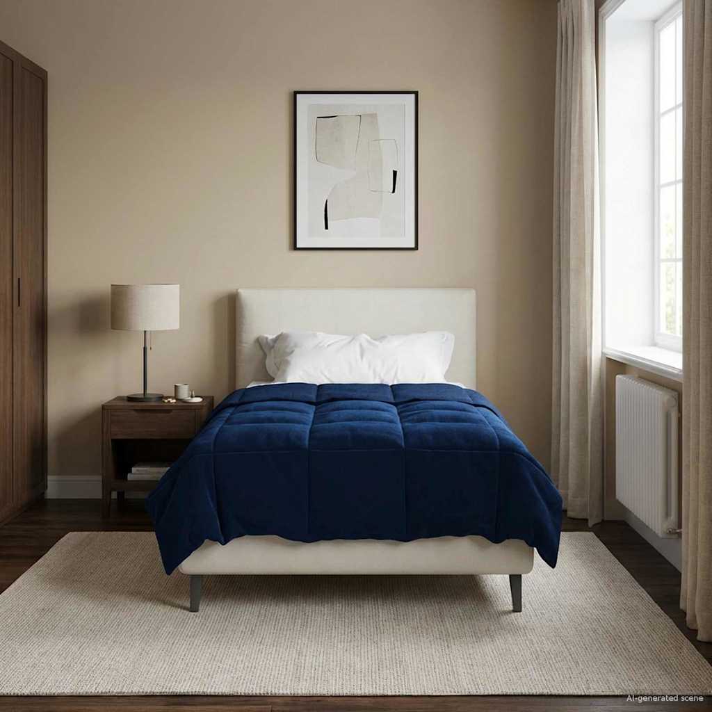 vidaXL Kołdra na cały rok Ciemnoniebieski 140 x 220 cm Mikrofibra