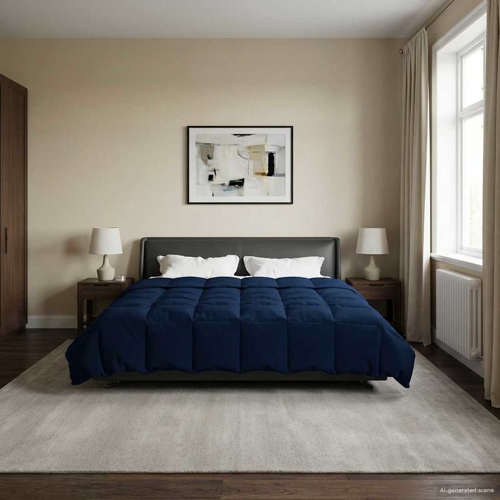 vidaXL Kołdra na cały rok Ciemnoniebieski 200 x 220 cm Mikrofibra