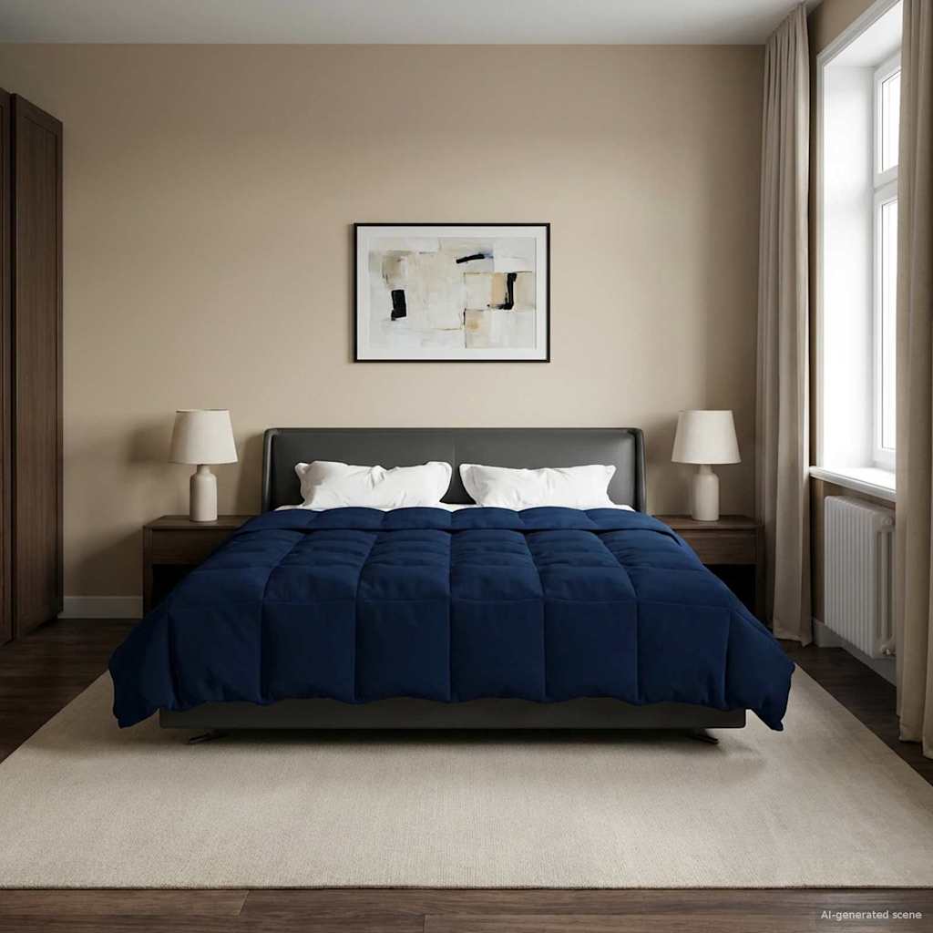 vidaXL Kołdra na cały rok Ciemnoniebieski 220 x 240 cm Mikrofibra