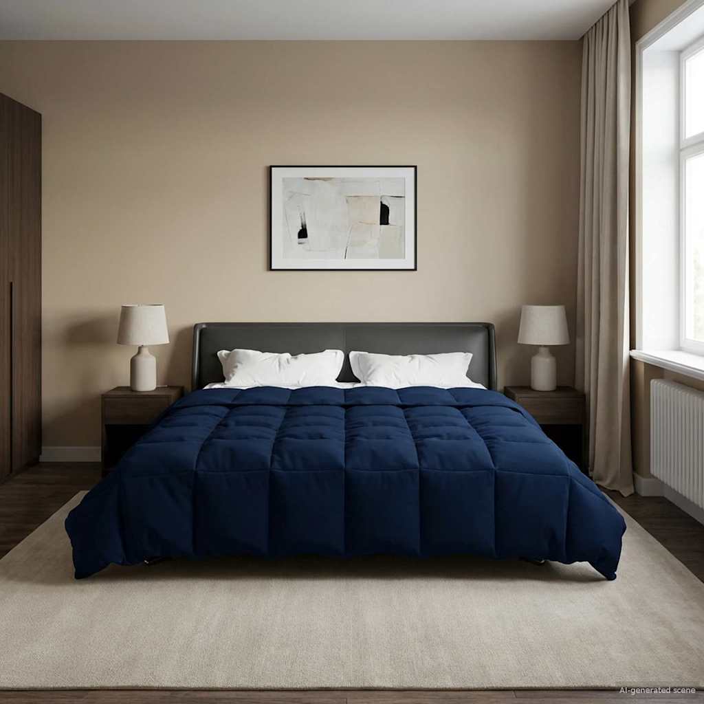 vidaXL Kołdra na cały rok Ciemnoniebieski 220 x 260 cm Mikrofibra