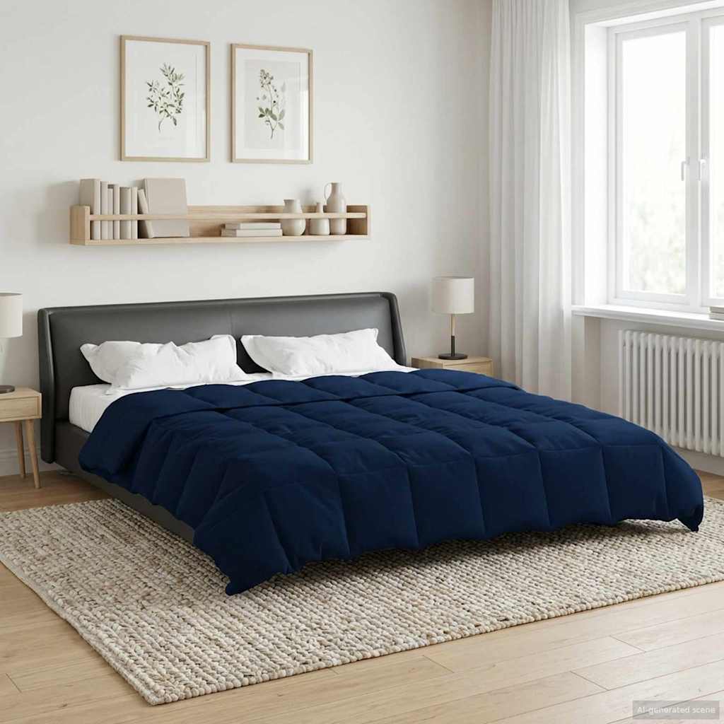 vidaXL Kołdra na cały rok Ciemnoniebieski 240 x 260 cm Mikrofibra