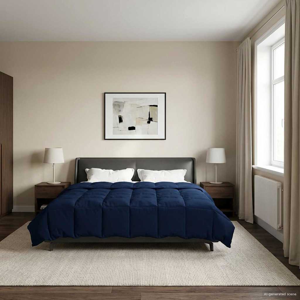 vidaXL Kołdra na cały rok Ciemnoniebieski 240 x 260 cm Mikrofibra