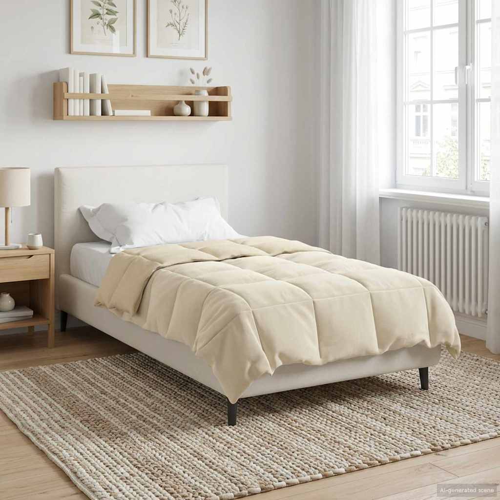 vidaXL Kołdra na cały rok Kwiłtowany Kremowy 140 x 200 cm Mikrofibra