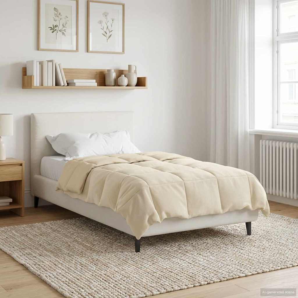 vidaXL Kołdra na cały rok Kwiłtowany Kremowy 155 x 200 cm Mikrofibra