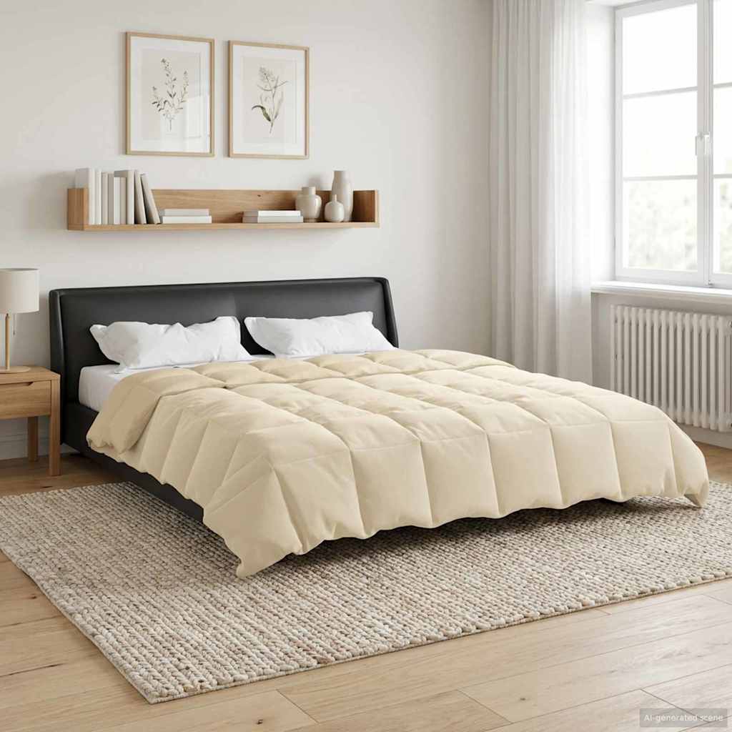 vidaXL Kołdra na cały rok Kwiłtowany Kremowy 200 x 200 cm Mikrofibra