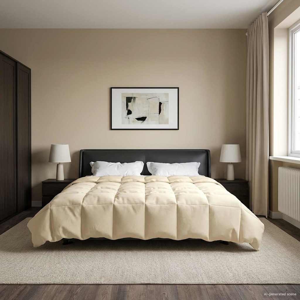 vidaXL Kołdra na cały rok Kwiłtowany Kremowy 200 x 240 cm Mikrofibra
