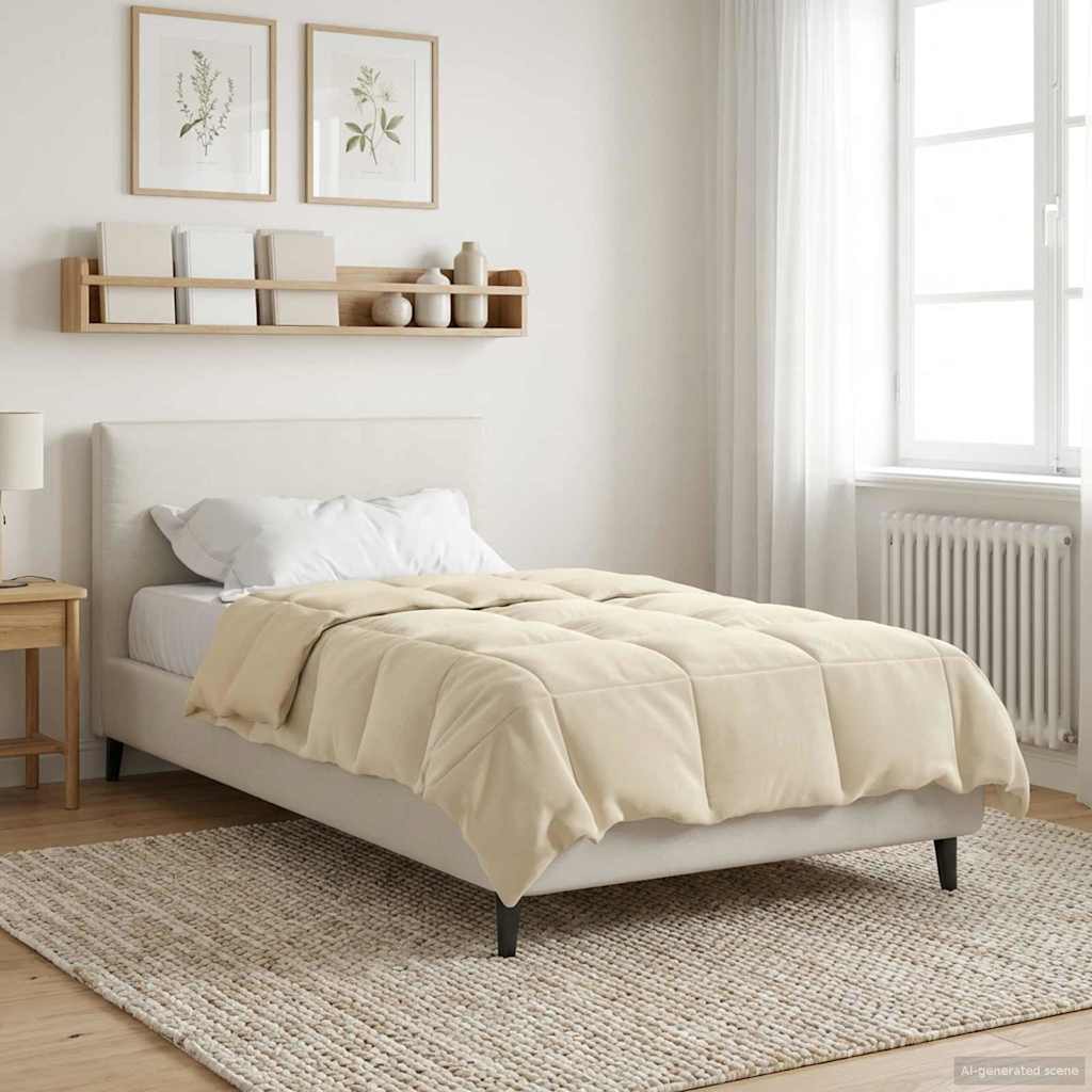 vidaXL Kołdra na cały rok Kwiłtowany Kremowy 135 x 220 cm Mikrofibra