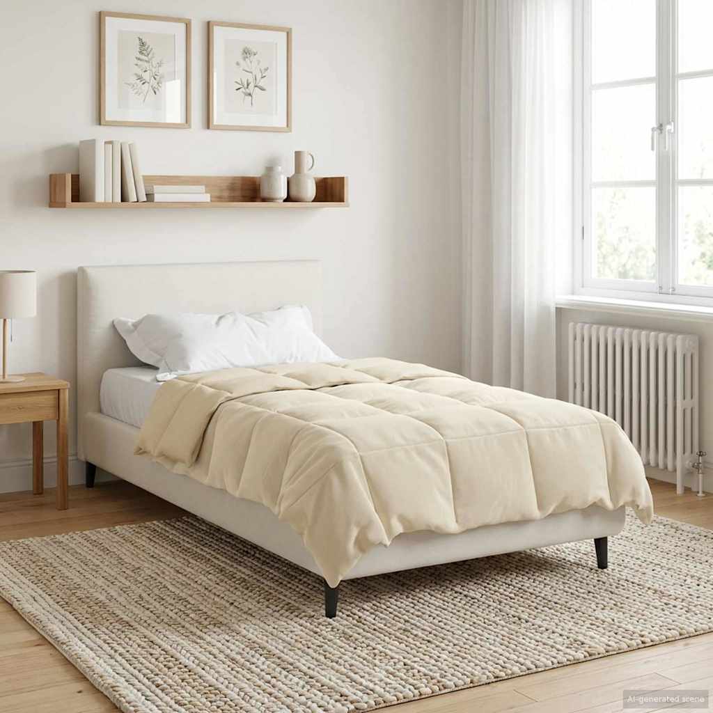 vidaXL Kołdra na cały rok Kwiłtowany Kremowy 140 x 220 cm Mikrofibra